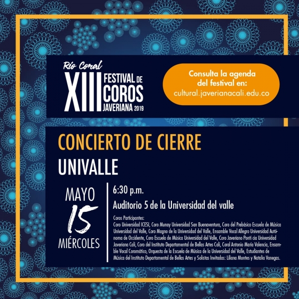 Cierre del XIII Festival de Coros Javeriana 2019 en Univalle