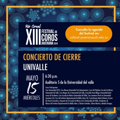 Cierre del XIII Festival de Coros Javeriana 2019 en Univalle